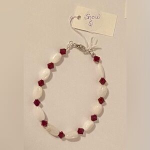 NEW Snow Quartz with red crystals bracelet (picture  coming soon)